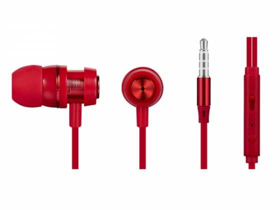 Auricular in ear Volkano c/Microfono con 3.5mm Volkano Alloy series AUX Rojo