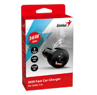 Cargador GENIUS PD-36AC p/Auto Usb-A / Usb-C 36W