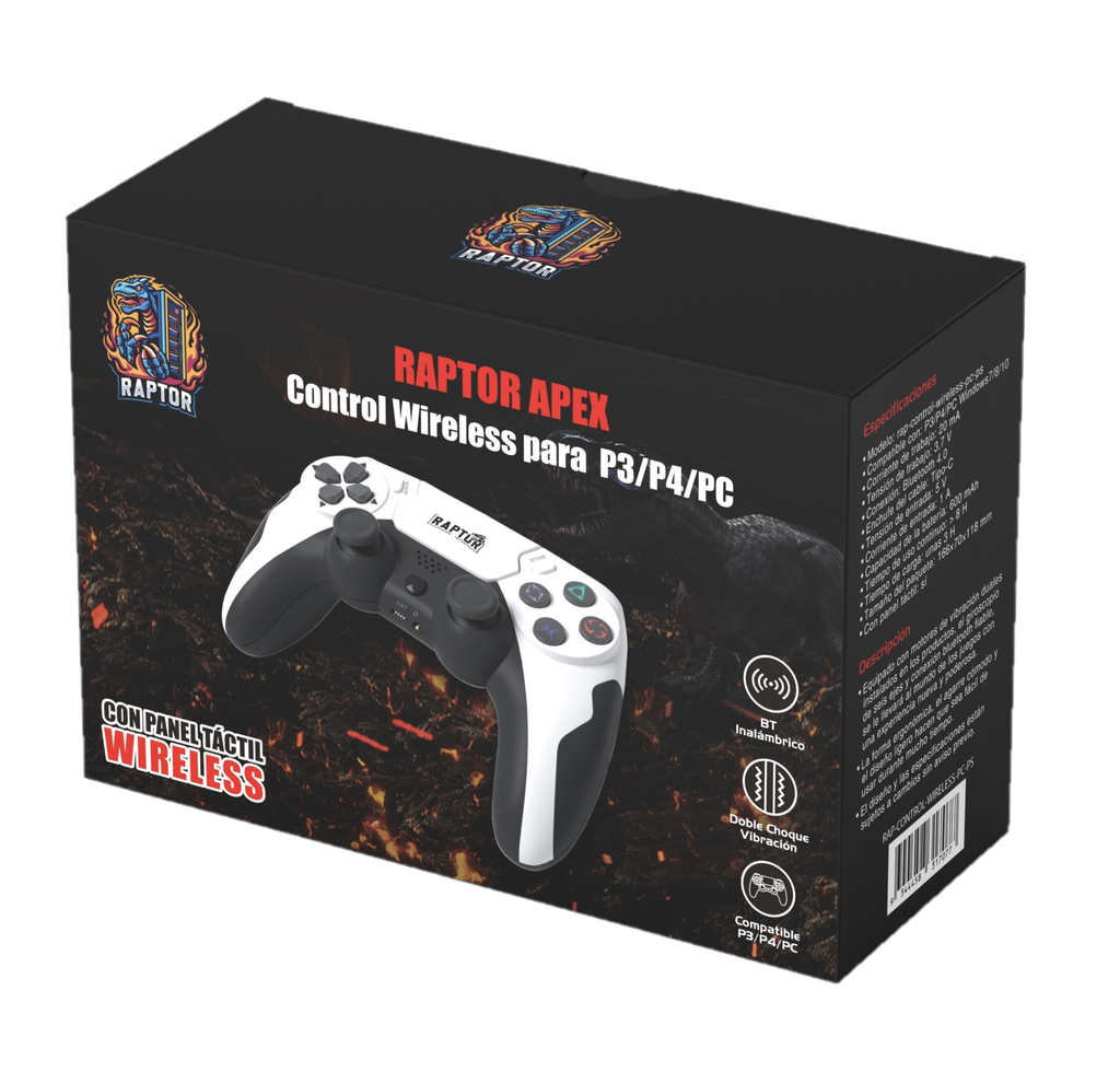 Joystick Inalambrico Recargable Raptor Apex Wireless p/PC/PS3/PS4