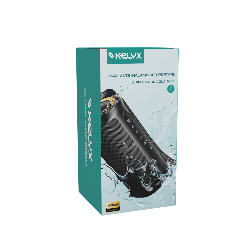 Parlante Inalámbrico Bluetooth 2 Altavoces 12W cilindro RGB HIFI IPX7 MicroSD / USB - KELYX