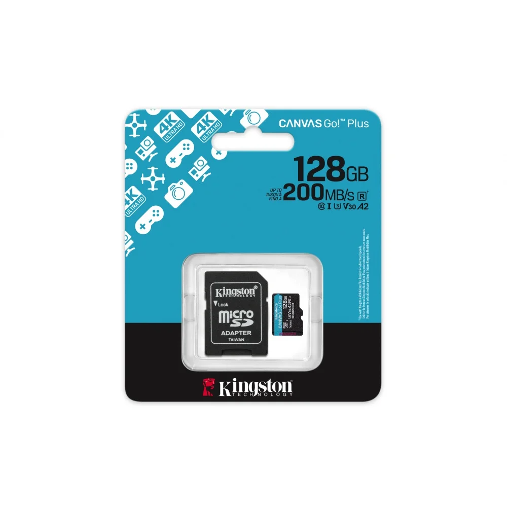 Tarjeta de Memoria MICROSD 128Gb KINGSTON U3 V30 A2 G4 - Canvas GO PLUS