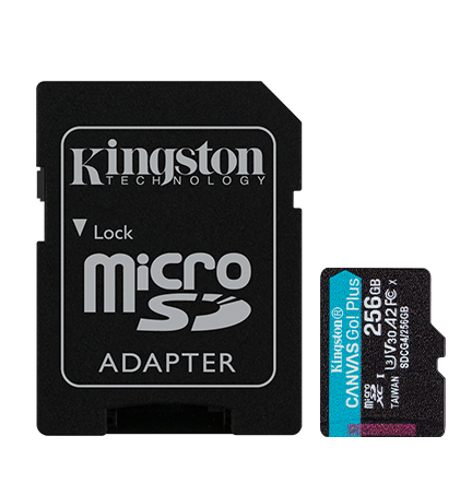 Tarjeta de Memoria KINGSTON MICROSD  256Gb GEN4 U3 V30 A2 - Canvas GO PLUS