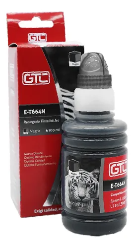 Botella Tinta Alternativa EPSON 664 100ml GTC (B) Negro