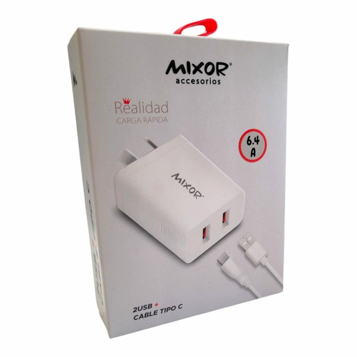 Cargador 220v 9V 27W 6.4A a USB - A H Blanco (Carga Rapida)