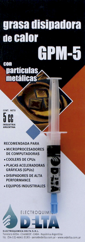 DELTA Grasa disipadora de calor , con partículas metálicas , Jeringa de 5 cc GPM-5 (GMETAL)