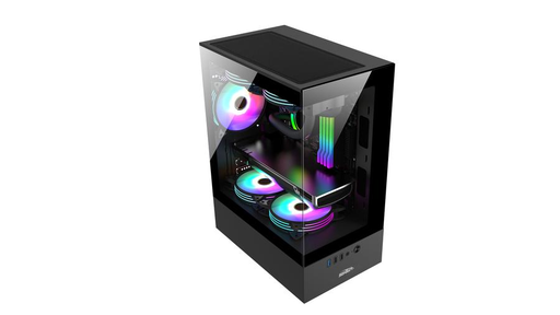 Gabinete Sentey Argb (6100-ARGB-SFBLACK) Lateral Acrilico Negro x5 Fan