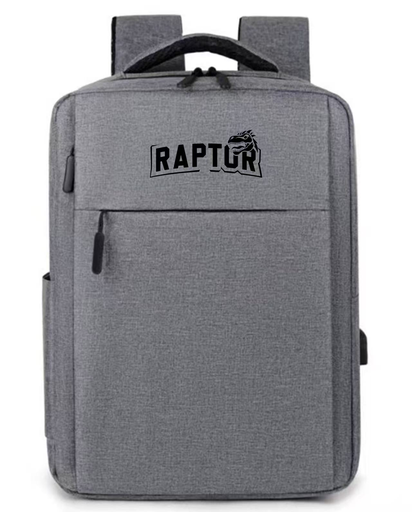 Mochila Raptor c/USB p/carga multiples bolsillos Gris