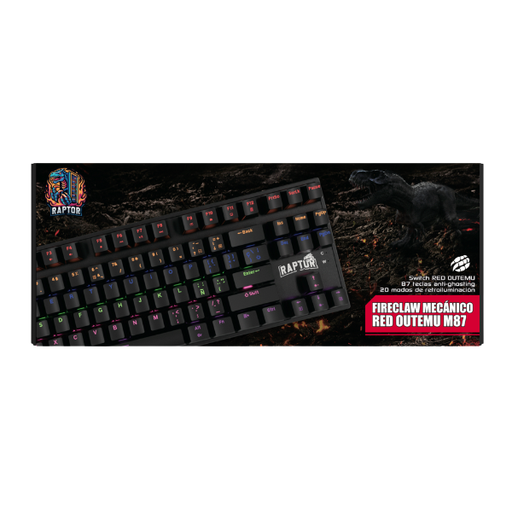 Teclado USB Raptor Fireclaw M87 Mecanico Retroiluminado Switch Red Outemu